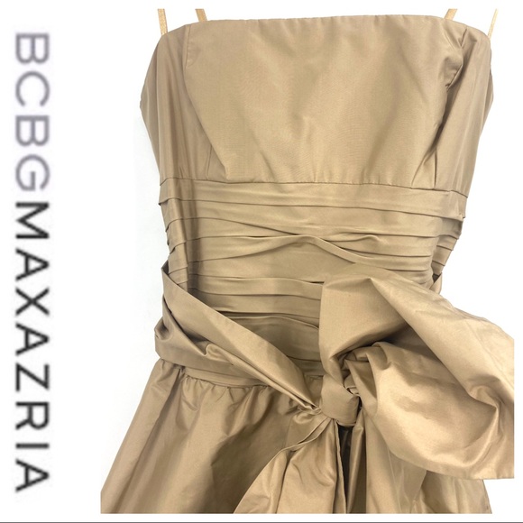💕SALE💕BCBGMaxAzria Silk Taffeta Strapless Dress - Picture 7 of 11